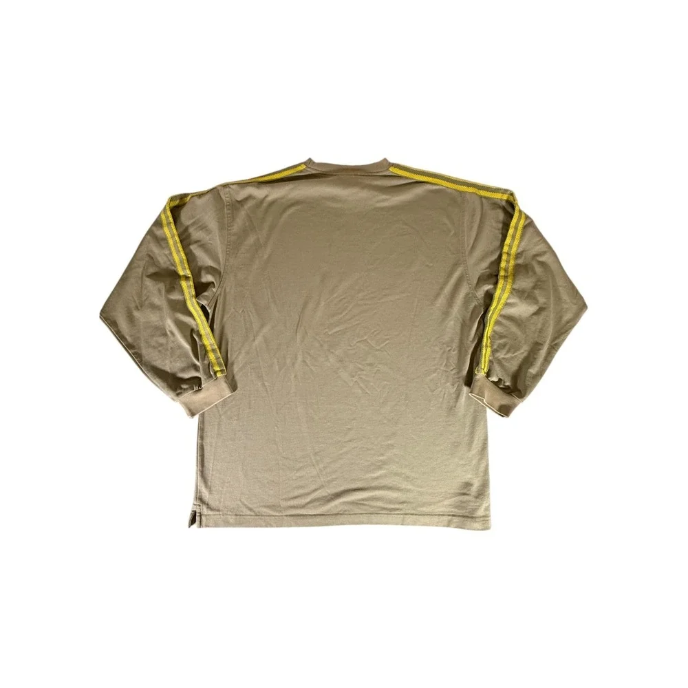 VINTAGE Adidas Shirt Adult Large Brown Spellout 3 Stripes Sleeve Y2K Mens